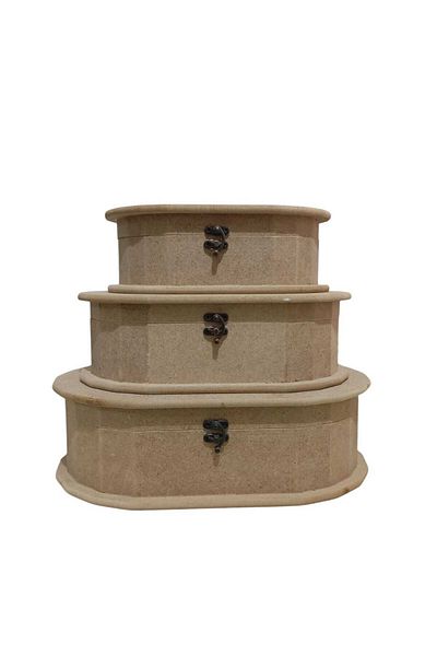 st koleksiyon hobi antika Oval Box Set of 3 Mdf