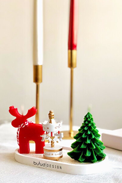 Bulud Design Yeni Yıl 4 lü Kokulu Yılbaşı Seti Hediyelik Ahşap Atlı Karınca, ...