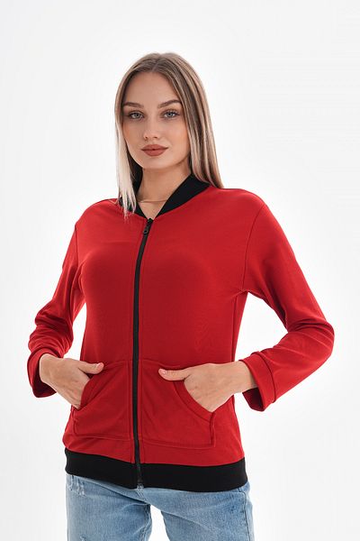 DEVRİMAY TEKSTİL College Collar Lycra Crepe Women's Bomber Jacket