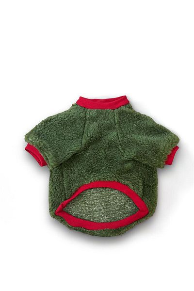 PetiliDünya Green Dog Fleece Plush Outfit - Love Sweat Cat Outfit