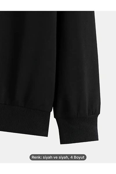 NEW TRENDY COLLECTİON Оригинален комплект спортно облекло с лого за всеки ден - дишащ суитшърт с кръгло деколте и анцуг