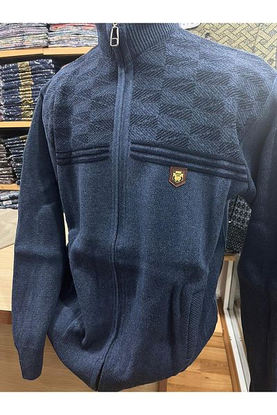 TCR Men's Knitwear Zippered Pocket Patterned Cardigan