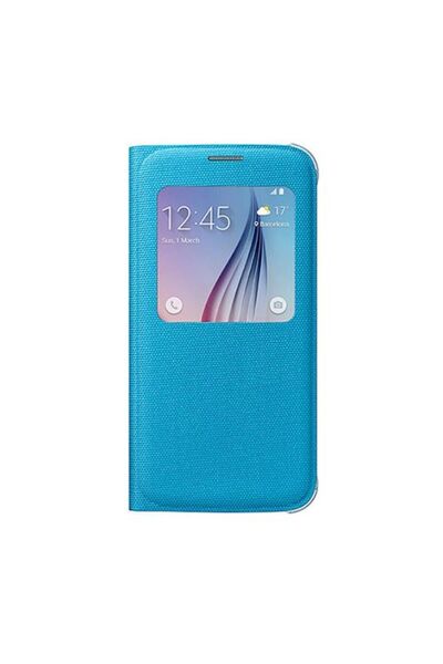 Samsung Galaxy S6 Ile Uyumlu S View Cover (TEKSTİL) Mavi Ef-cg920blegww