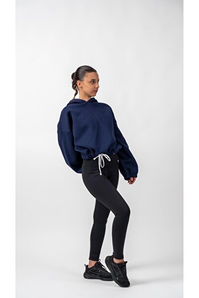 Keep Risen سويت شيرت نسائي ناعم مقاس كبير باللون الأزرق الداكن مع 3 خيوط من ا...