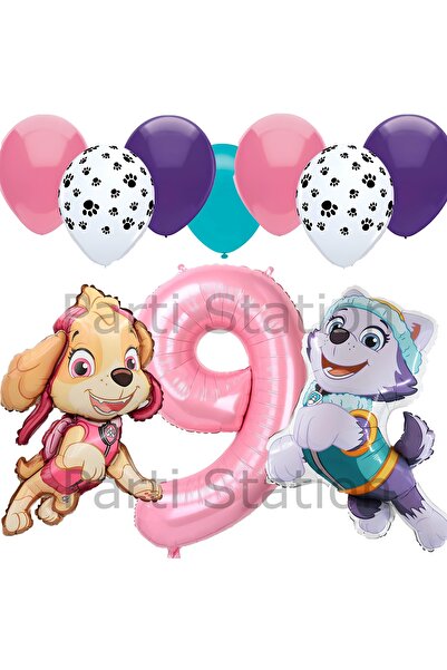 Parti Station مجموعة بالونات Paw Patrol Skye and Everst لعمر 9 سنوات - مجموعة...