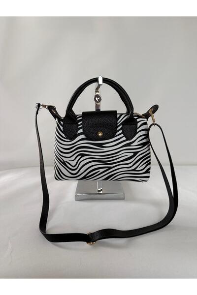 melecco Γυναικεία τσάντα χεριών και ώμου Mini Zebra με φερμουάρ και κούμπωμα