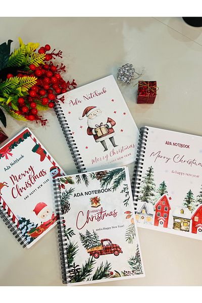 ADA OFİS KIRTASİYE New Year Notebook Set of 4 Unlined 15X21 cm - Happy New Year