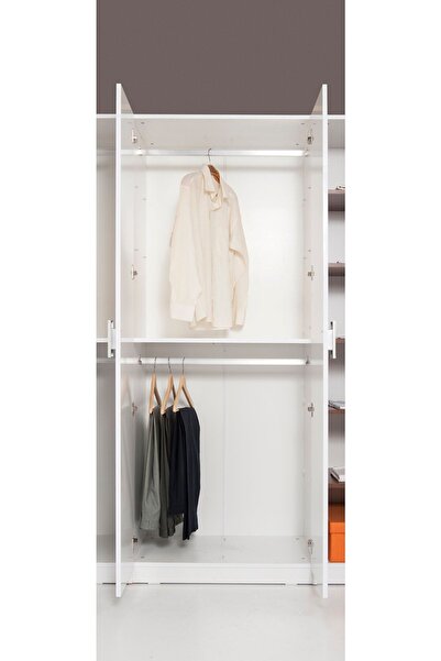 Kenyap Plus Stella 2 Kapaklı Parlak Beyaz Gardırop Plus 812963