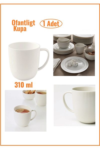 IKEA Ofantlıgt 9 Cm White Mug Cup Feldspar Porcelain