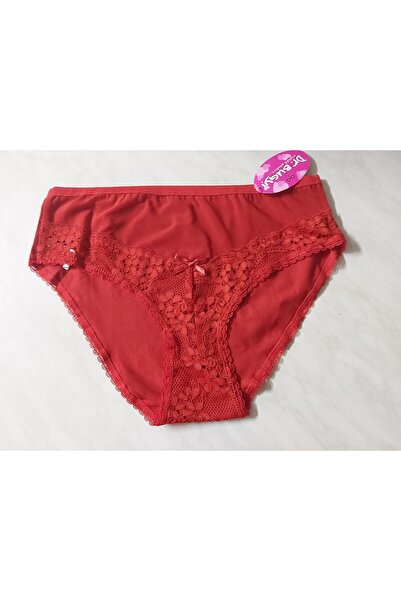 Papatya Kırmızı Önü Dantelli Arkası Pamuk Bato Külot