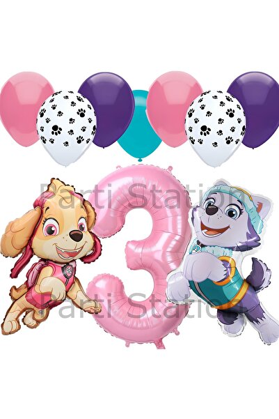 Parti Station Paw Patrol Skye 3 Yaş Balon Seti Polis Köpek Paw Patrol Skye ve...