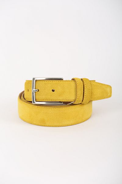 KASVA DERİ 3.5cm Yellow Suede Original Leather Belt