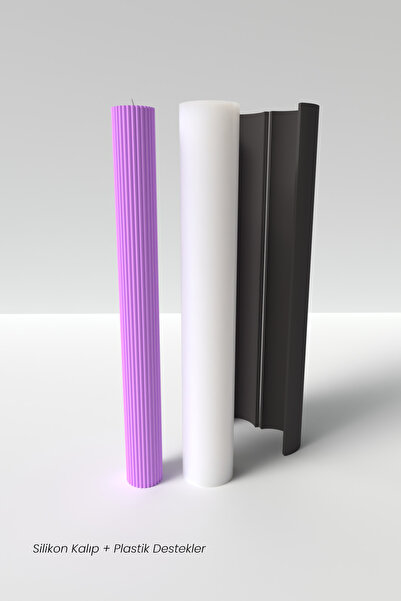 Cageartstudio Şamdan Mum Silikon Kalıp M1 - Desenli Uzun Mum Silikon Kalıp, M...