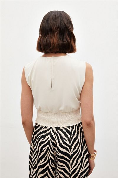 Sateen Buckle Detailed Tank Top - Ecru