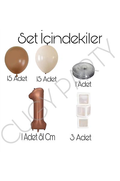 CUGY Retro Brown Birthday Set Party Set with Transparent Box Age Numbers