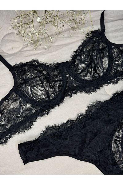 ROZENİN LINGERIE Σετ εσώρουχα Basic Lace χωρίς κάλυμμα (σουτιέν-στρινγκ)