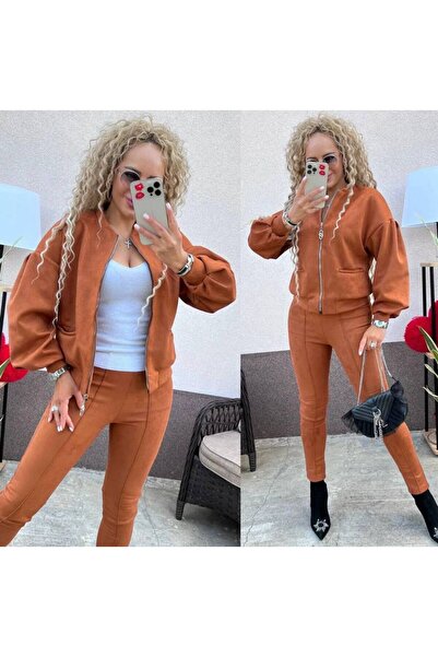 NEW STATION Set de pantaloni și jachetă din piele întoarsă New Station Skuba