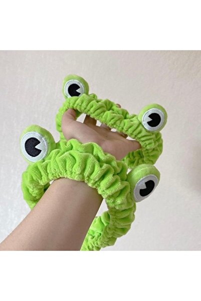 BuSefa Accessory Kurbağa Saç Bandı 1 Adet Yeşil Gözlü Makyaj Temizleme Yüz Yı...