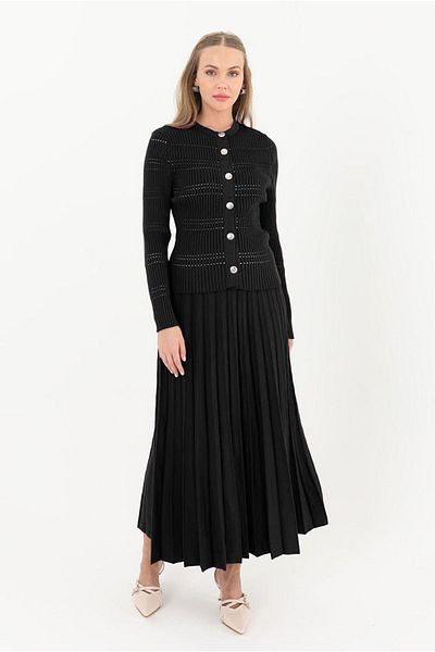 Moda Rosa 25K2227 - Black - Jacket-Skirt Kit Suit