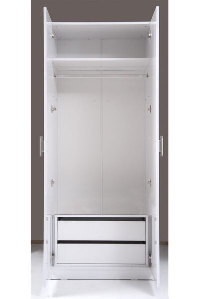 Kenyap Plus Stella 812048 2 Kapaklı 2 Çekmeceli Gardırop Beyaz