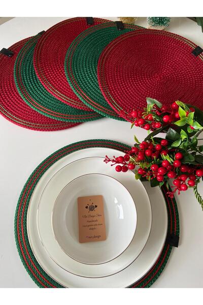 Nev Design 6-Piece Polyester, Stain-Proof Plate Set, American Service, New Year's Concept, Dowry