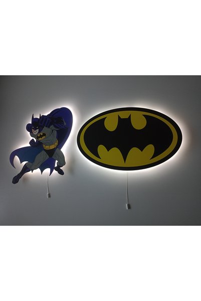UViolets Decorative Wooden Printed Batman and His Icon Children's Room Night Light (2-Piece)