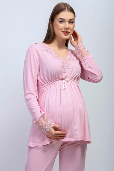 ByLohusa Βαμβακερό σετ πιτζάμες εγκυμοσύνης και μετά τον τοκετό με λειτουργία...