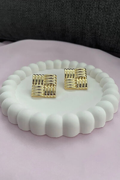 Alexis Carrel Hailey Square Design - Gold Colored Earrings