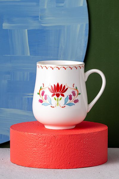 İSTANBUL PORSELEN Pomegranate New Bone Mug - Istanbul Porcelain Blue 250 ml