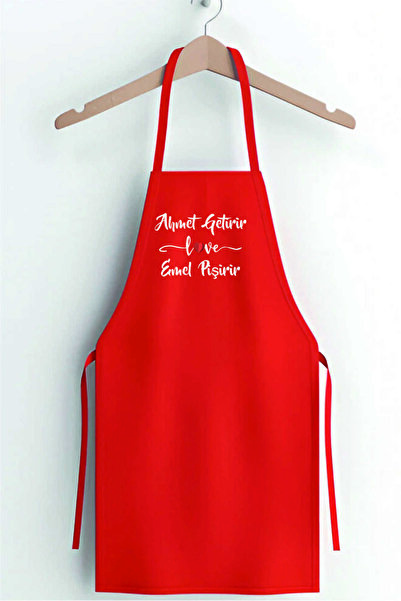 AFMAT Atölye "AHMET GETİRİR EMEL PİŞİRİR" KİŞİYE ÖZEL BASKILI MUTFAK ÖNLÜĞÜ