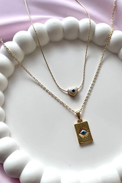 Alexis Carrel مجموعة قلادة على شكل قلب بتصميم بسيط وتفاصيل عين الشر