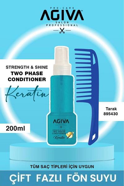 Agiva 200ml Keratin Content Blow Dry Water and Hair Lightening Comb Set - Standard