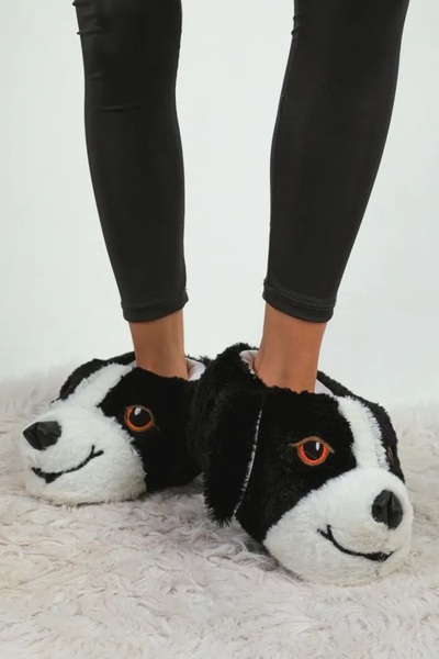 LANDSHOES Унісекс М'які зручні та теплі тапочки з підкладкою та собакою