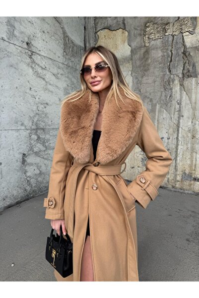 ZARİFTREND Hayal kürklü kaşe kaban