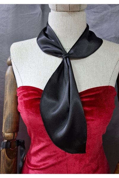 Qrsln Ronja Satin Tie Scarf Neck Warmer Black