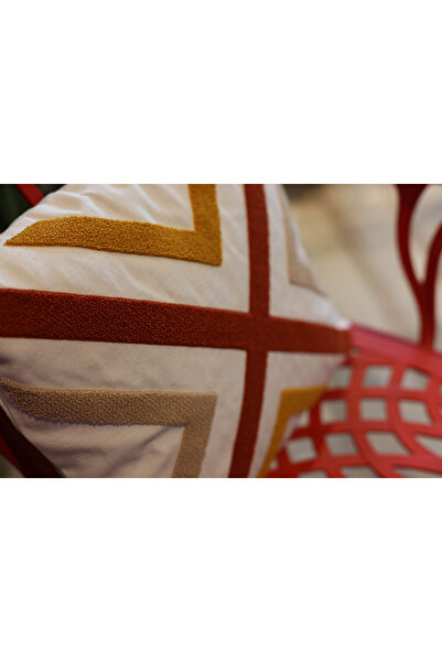 Melina Home Deco غطاء وسادة مزخرف، منقوش، مطرز، وسادة رمي - 43 × 43 سم