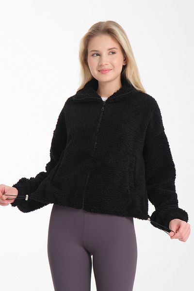Store Women's Stand Collar Plush Elastic Double Pocket Personality Jacket - Fleece Cardigan Sweatshirt