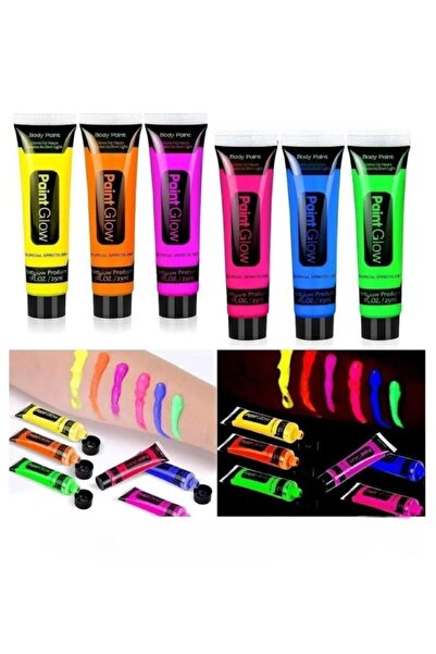 Nirnisa 12 Adet Neonlu Glow Parti Yüz Boyası Karanlıkta Parlayan Fosforlu Vüc...