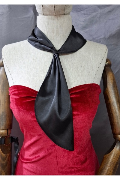 Qrsln Ronja Satin Tie Scarf Neck Warmer Black