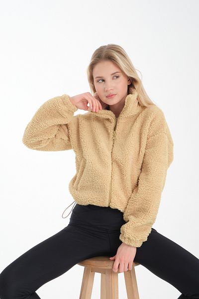 Store Women's Stand Collar Plush Elastic Double Pocket Personality Jacket - Fleece Cardigan Sweatshirt