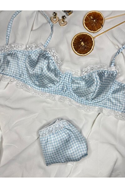 ROZENİN LINGERIE Σετ εσώρουχα Bralet με μεταξένια σατέν δαντέλα (σουτιέν-στρινγκ)