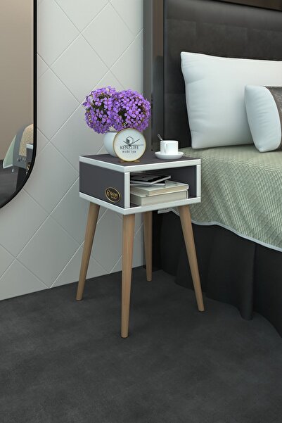 Kenzlife Komodin Antero Gri 60*40*40 Ahşap Ayaklı Komidin Kitaplık