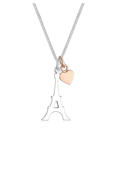 ELLI Colier Paris Turnul Eiffel Inimă Bicolor Argint 925