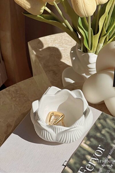 Mandalin Art Studio طبق مجوهرات صغير مزخرف بمظهر اللوتس، طبق شمعة