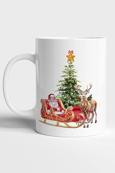 Home Yılbaşı Temalı Noel Baba ve Geyik Tasarımlı Kupa Bardak