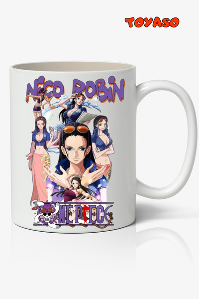 Toyaso كوب أبيض من قطعة واحدة بتصميم الرسوم المتحركة Nico Robin هدية لصديق ال...