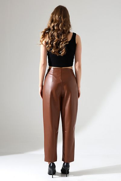 Zula Moda Cigarette Cut Faux Leather Trousers