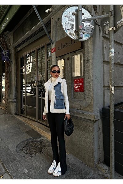 Sobe Kadın Denim Peluş Yelek