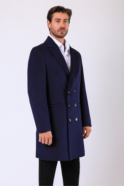 Leather Club Lacivert Alexander Kaşmir Kaban