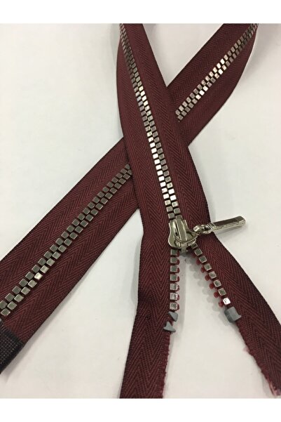 karantuhafiye Zipper 70 Cm Metallic Appearance Plastic Tooth Claret Red